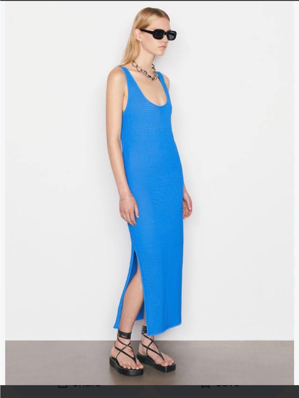 FRAME Blue Crochet Midi Dress Sz M NWT
